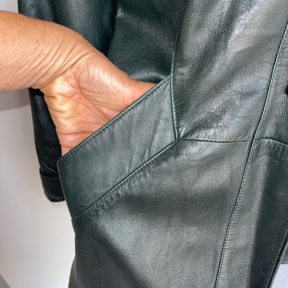 Llonardos Vintage Womens Jacket Size Large Green Leather Pockets Canada - Picture 6 of 12